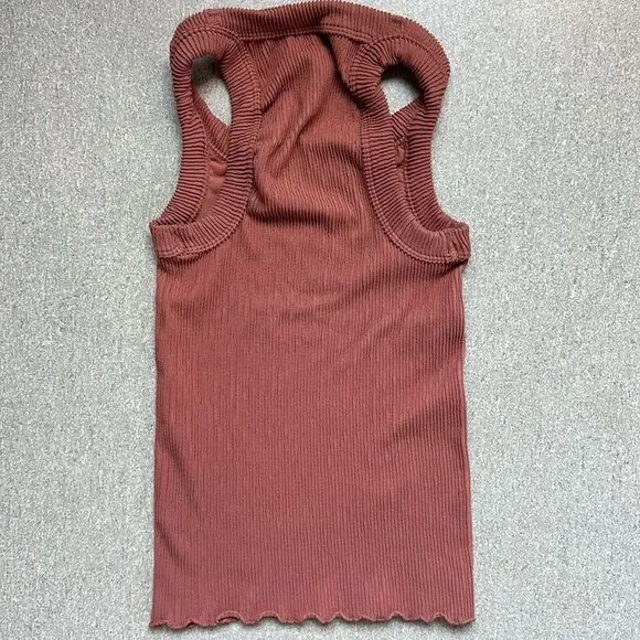 Free People Rust Ribbed Racerback Tank Top - Picture 8 of 14